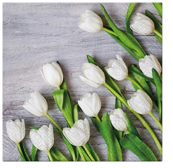 En bílé tulipány ubrousky