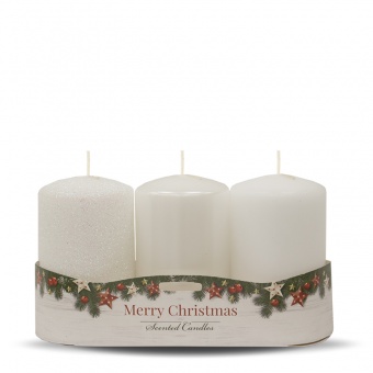Pl bílá vánoční svíčka s 3-balením válečkem