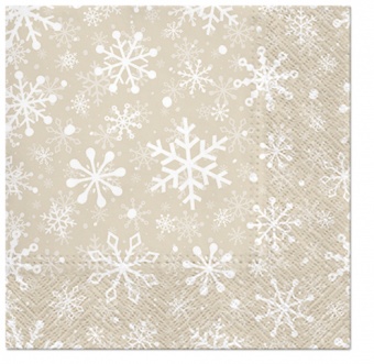 Pl Serwetki Christmas Snowflakes Beige