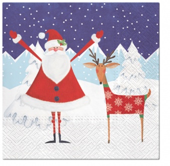 Pl Serwetki Santa With Deer